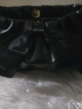 Ladies Black Bow Accent Clutch Bag